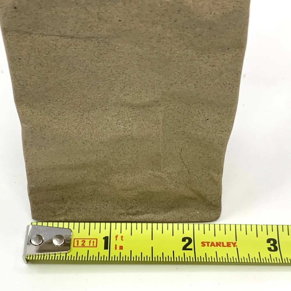 Unique Brown Paper Bag Narrow Ceramic Bud Vase Crinkle Pop Art Shabby Chic